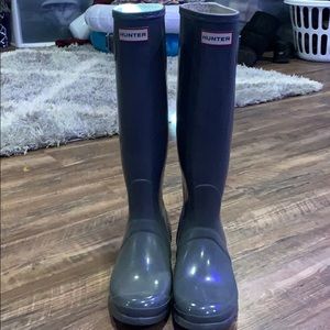 Tall Gray Hunter Rain Boots
